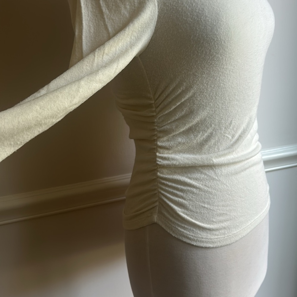 Madewell Brushed Jersey Ruched Long-Sleeve Tee Cream White Small NWT - Picture 5 of 11
